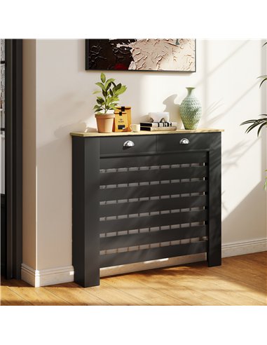 HOMCOM 95.5H x 111Wcm Radiator Cover, with Drawer - Black