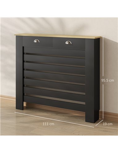 HOMCOM 95.5H x 111Wcm Radiator Cover, with Drawer - Black