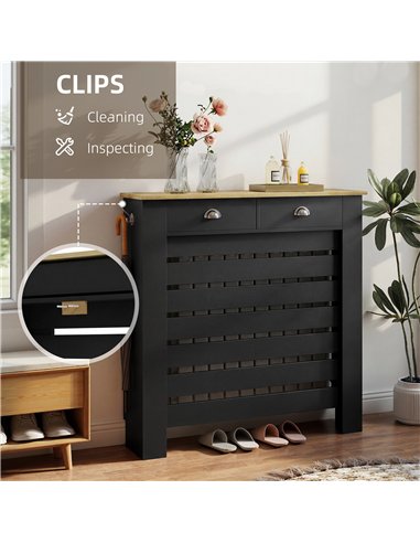HOMCOM 95.5H x 111Wcm Radiator Cover, with Drawer - Black