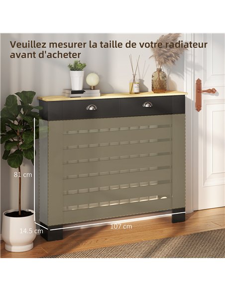 HOMCOM 95.5H x 111Wcm Radiator Cover, with Drawer - Black - pic 191855 | FastDaddyshop