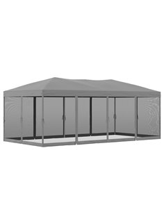 Outsunny 3x6m Garden Pop Up Gazebo with Mesh Sidewalls and Storage Bag, Grey