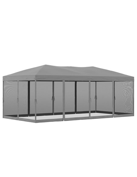 Outsunny 3x6m Garden Pop Up Gazebo with Mesh Sidewalls and Storage Bag, Grey - pic 19186 | FastDaddyshop