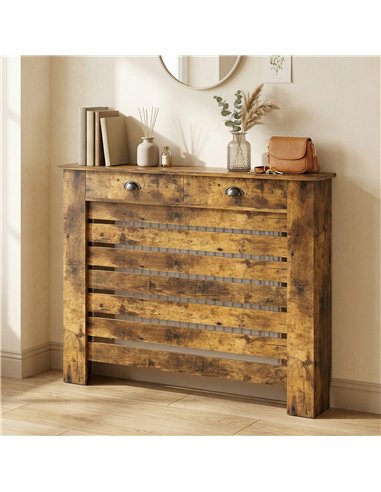 HOMCOM 95.5H x 111Wcm Radiator Cover, with Drawer - Rustic Brown