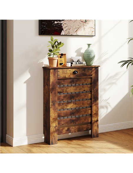 HOMCOM 95.5H x 78Wcm Radiator Cover, with Drawer - Rustic Brown - pic 191867 | FastDaddyshop