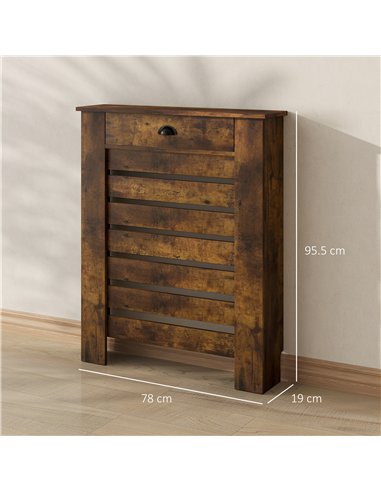HOMCOM 95.5H x 78Wcm Radiator Cover, with Drawer - Rustic Brown