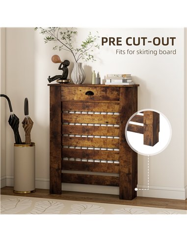 HOMCOM 95.5H x 78Wcm Radiator Cover, with Drawer - Rustic Brown