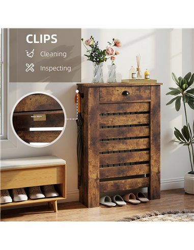 HOMCOM 95.5H x 78Wcm Radiator Cover, with Drawer - Rustic Brown