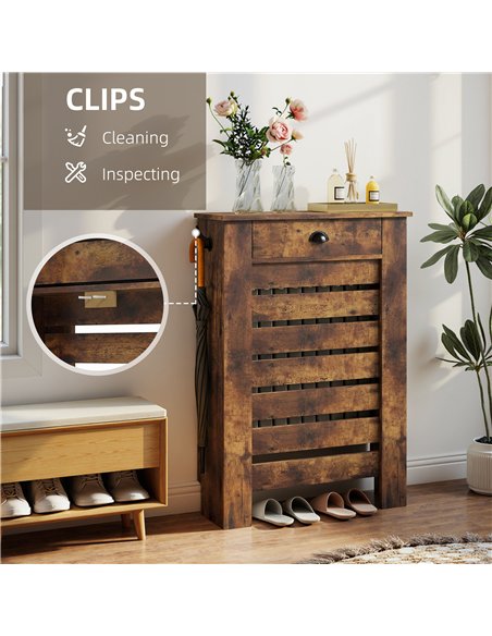 HOMCOM 95.5H x 78Wcm Radiator Cover, with Drawer - Rustic Brown - pic 191871 | FastDaddyshop