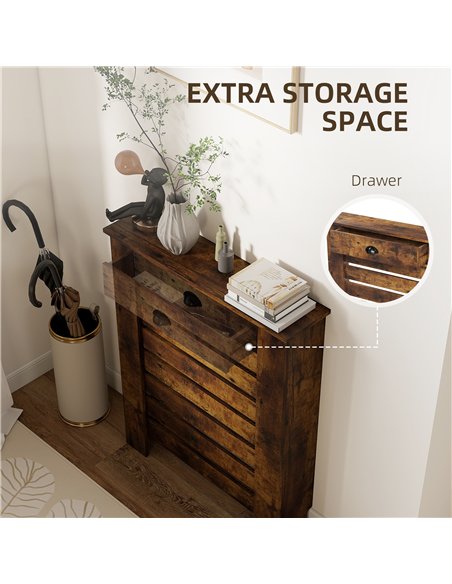 HOMCOM 95.5H x 78Wcm Radiator Cover, with Drawer - Rustic Brown - pic 191872 | FastDaddyshop