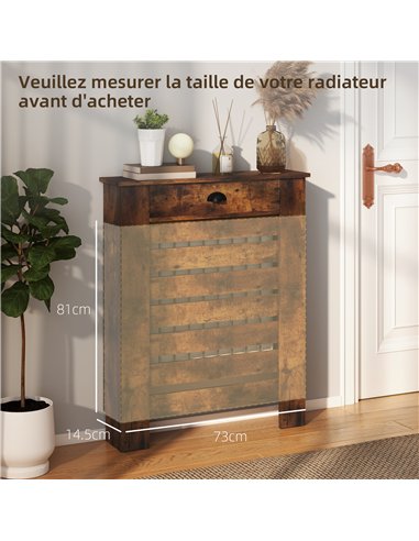 HOMCOM 95.5H x 78Wcm Radiator Cover, with Drawer - Rustic Brown