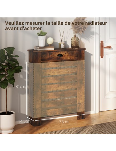 HOMCOM 95.5H x 78Wcm Radiator Cover, with Drawer - Rustic Brown - pic 191873 | FastDaddyshop