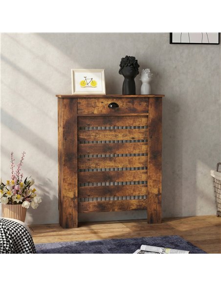 HOMCOM 95.5H x 78Wcm Radiator Cover, with Drawer - Rustic Brown - pic 191874 | FastDaddyshop
