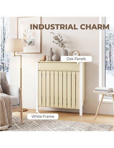 HOMCOM 93 x 88.5cm Rustic-Look Radiator Cover - Oak
