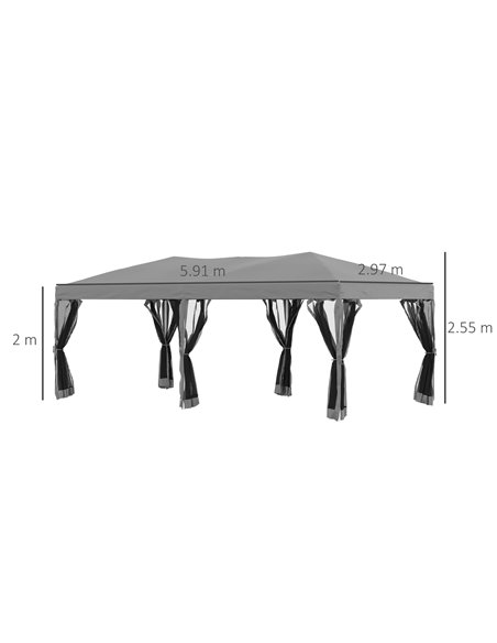 Outsunny 3x6m Garden Pop Up Gazebo with Mesh Sidewalls and Storage Bag, Grey - pic 19188 | FastDaddyshop