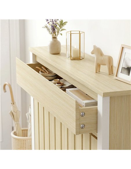 HOMCOM 93 x 88.5cm Rustic-Look Radiator Cover - Oak - pic 191882 | FastDaddyshop