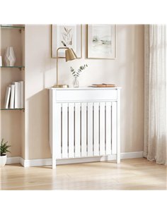 HOMCOM 93 x 88.5cm Rustic-Look Radiator Cover - White 2