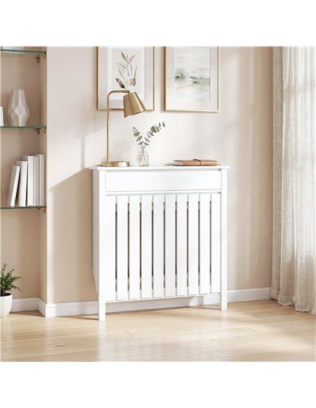 HOMCOM 93 x 88.5cm Rustic-Look Radiator Cover - White - pic 191885 | FastDaddyshop