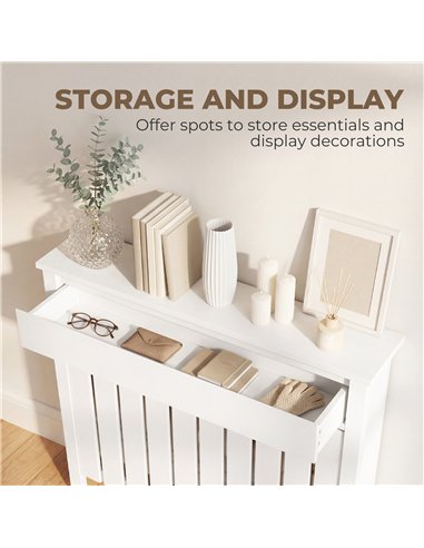 HOMCOM 93 x 88.5cm Rustic-Look Radiator Cover - White
