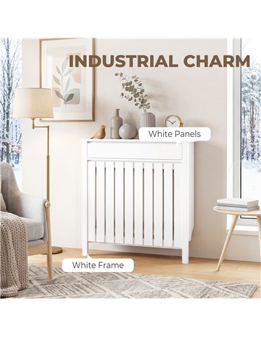 HOMCOM 93 x 88.5cm Rustic-Look Radiator Cover - White