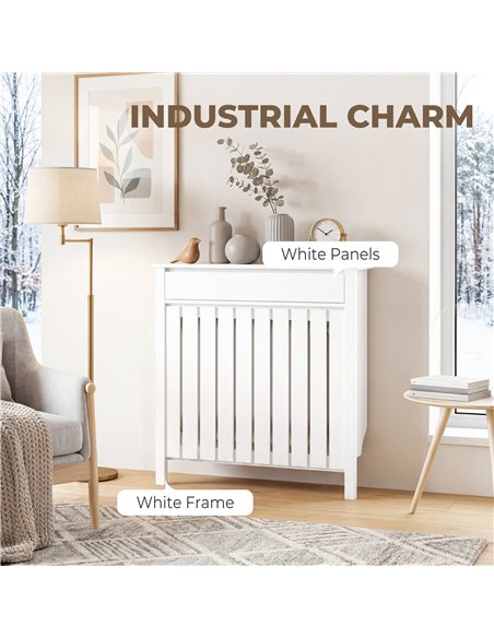 HOMCOM 93 x 88.5cm Rustic-Look Radiator Cover - White - pic 191888 | FastDaddyshop
