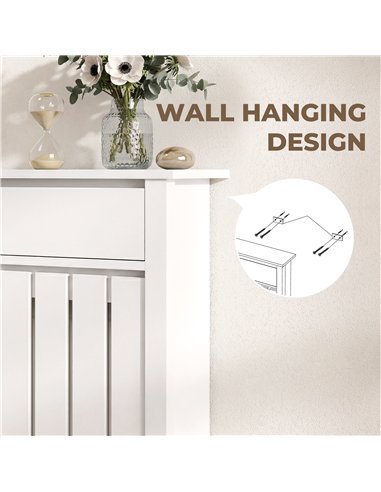 HOMCOM 93 x 88.5cm Rustic-Look Radiator Cover - White
