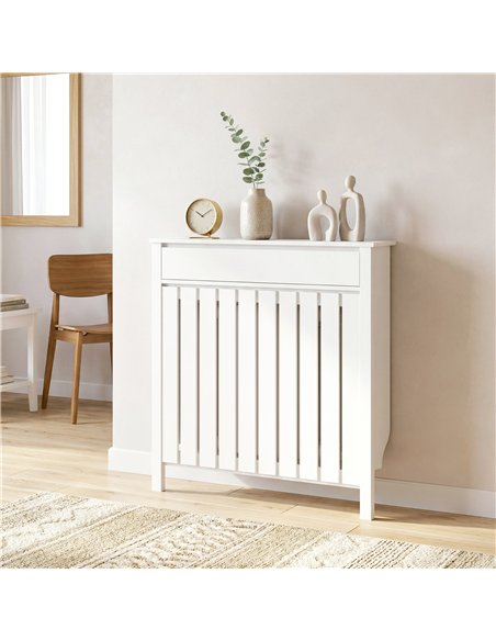 HOMCOM 93 x 88.5cm Rustic-Look Radiator Cover - White - pic 191892 | FastDaddyshop