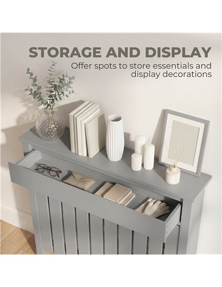 HOMCOM 93 x 88.5cm Rustic-Look Radiator Cover - Grey - pic 191896 | FastDaddyshop