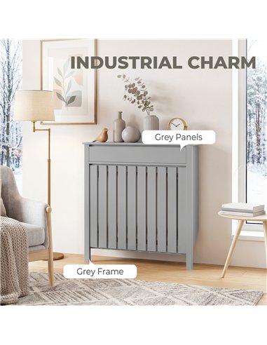 HOMCOM 93 x 88.5cm Rustic-Look Radiator Cover - Grey