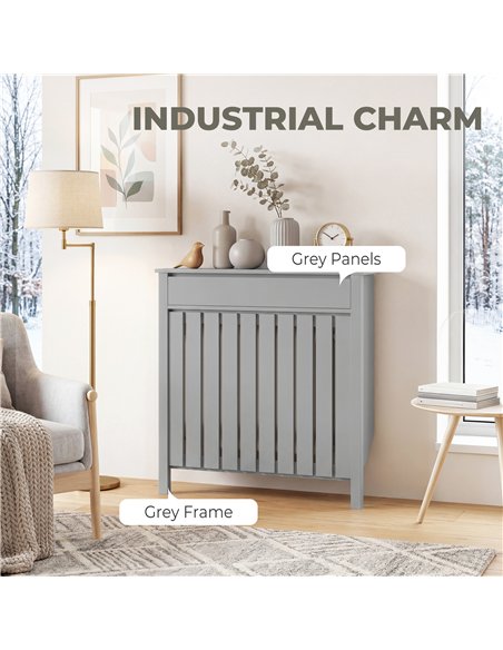 HOMCOM 93 x 88.5cm Rustic-Look Radiator Cover - Grey - pic 191897 | FastDaddyshop