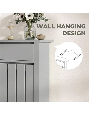 HOMCOM 93 x 88.5cm Rustic-Look Radiator Cover - Grey