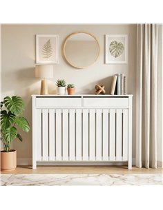 HOMCOM 93 x 119cm Rustic-Look Radiator Cover - White 2