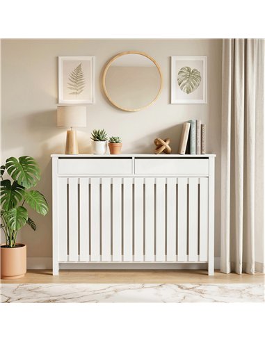 HOMCOM 93 x 119cm Rustic-Look Radiator Cover - White