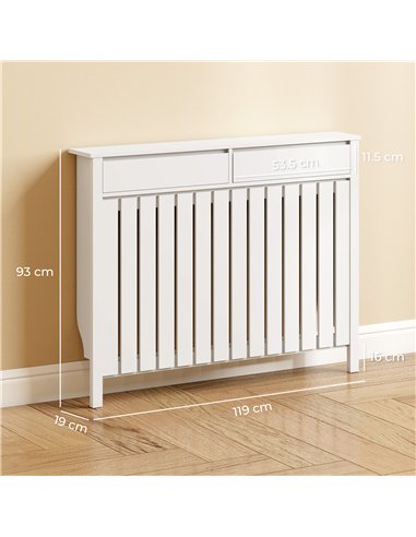 HOMCOM 93 x 119cm Rustic-Look Radiator Cover - White