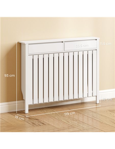 HOMCOM 93 x 119cm Rustic-Look Radiator Cover - White - pic 191904 | FastDaddyshop