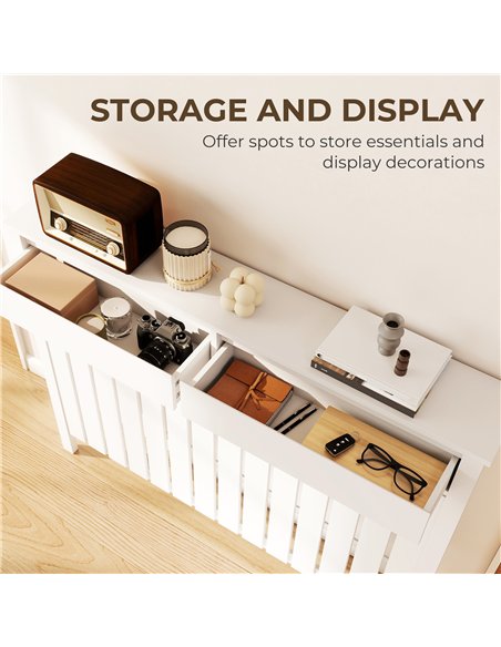 HOMCOM 93 x 119cm Rustic-Look Radiator Cover - White - pic 191905 | FastDaddyshop