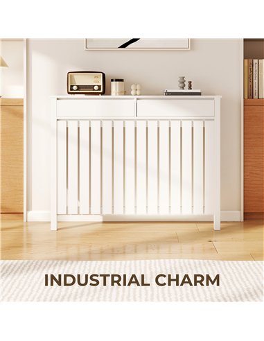 HOMCOM 93 x 119cm Rustic-Look Radiator Cover - White