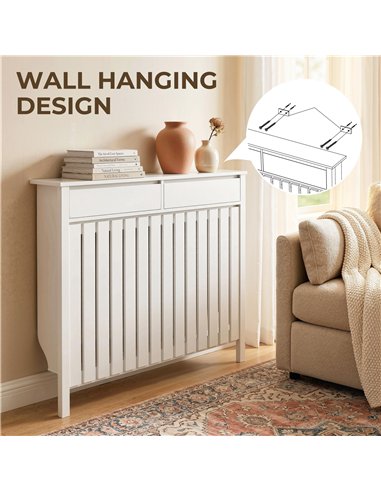 HOMCOM 93 x 119cm Rustic-Look Radiator Cover - White