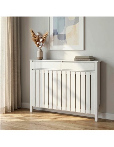 HOMCOM 93 x 119cm Rustic-Look Radiator Cover - White