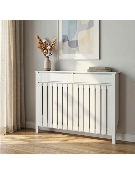 HOMCOM 93 x 119cm Rustic-Look Radiator Cover - White - pic 191909 | FastDaddyshop