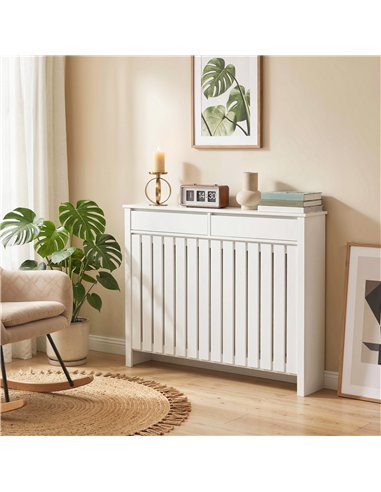 HOMCOM 93 x 119cm Rustic-Look Radiator Cover - White