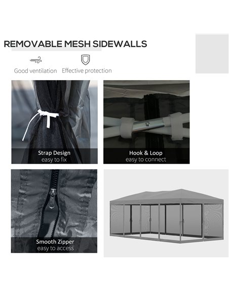 Outsunny 3 x 6 m Garden Pop Up Gazebo Marquee Water-Resistant Party Tent Wedding Canopy Awning w/ Mesh Sidewalls and Storage Bag - pic 19192 | FastDaddyshop