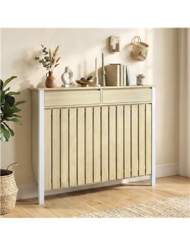 HOMCOM 93 x 119cm Rustic-Look Radiator Cover - Oak