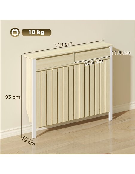 HOMCOM 93 x 119cm Rustic-Look Radiator Cover - Oak - pic 191922 | FastDaddyshop