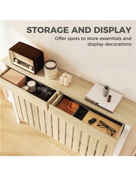 HOMCOM 93 x 119cm Rustic-Look Radiator Cover - Oak - pic 191923 | FastDaddyshop