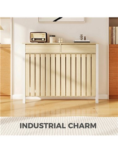 HOMCOM 93 x 119cm Rustic-Look Radiator Cover - Oak
