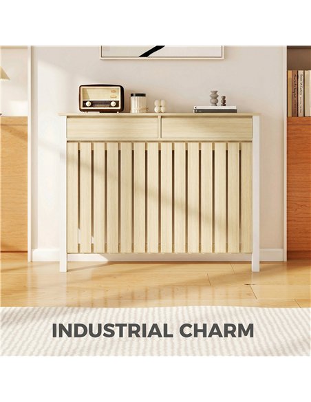 HOMCOM 93 x 119cm Rustic-Look Radiator Cover - Oak - pic 191924 | FastDaddyshop