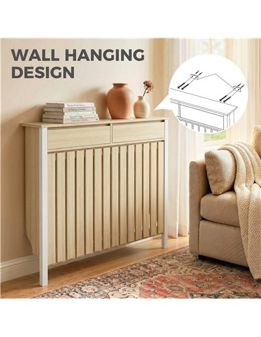 HOMCOM 93 x 119cm Rustic-Look Radiator Cover - Oak