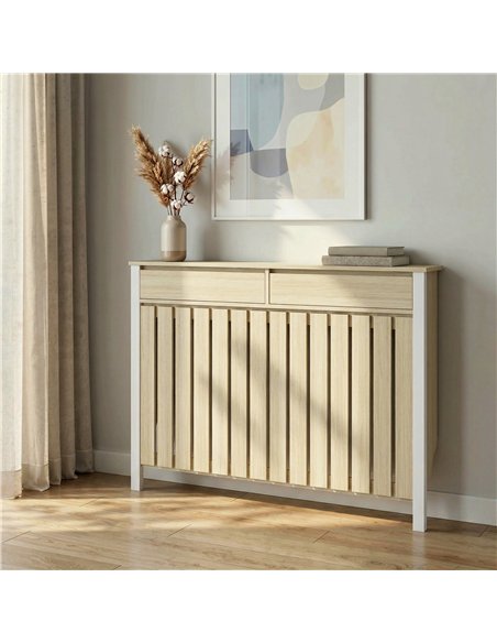 HOMCOM 93 x 119cm Rustic-Look Radiator Cover - Oak - pic 191927 | FastDaddyshop