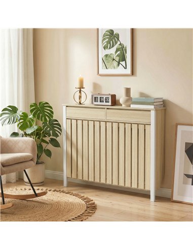 HOMCOM 93 x 119cm Rustic-Look Radiator Cover - Oak