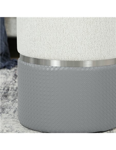 HOMCOM Nesting Round Ottoman with Storage Set of 2 - Cream/Grey - pic 191936 | FastDaddyshop